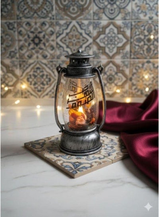 Ramadan lantern, decorative Ramadan lantern lighting decoration, Ramadan Mubarak LED decoration, small decorative Ramadan lamp 15cm